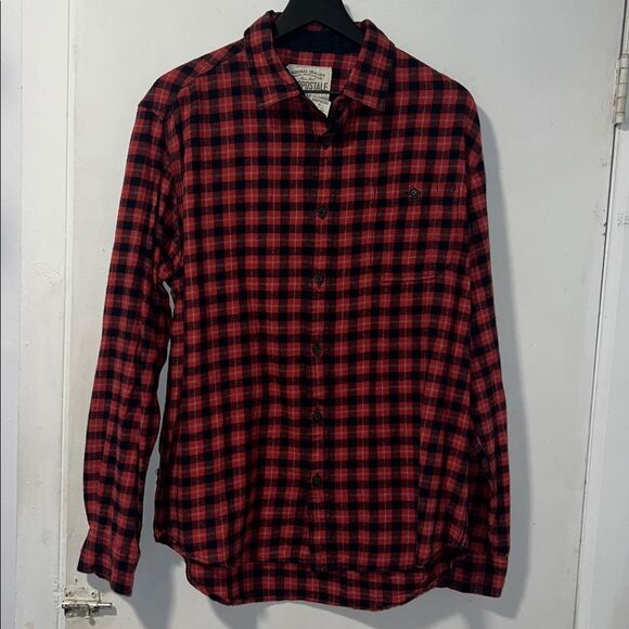 AEROPOSTALE Red and Black Micro Buffalo Check Flannel Shirt-L NWT! - Picture 2 of 9